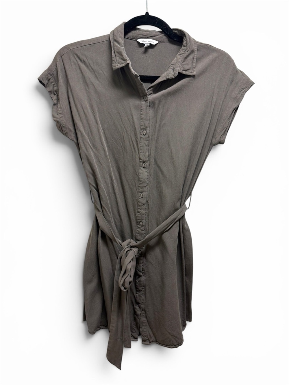Naked Zebra Olive Gray Short-Sleeve Shirt Dress